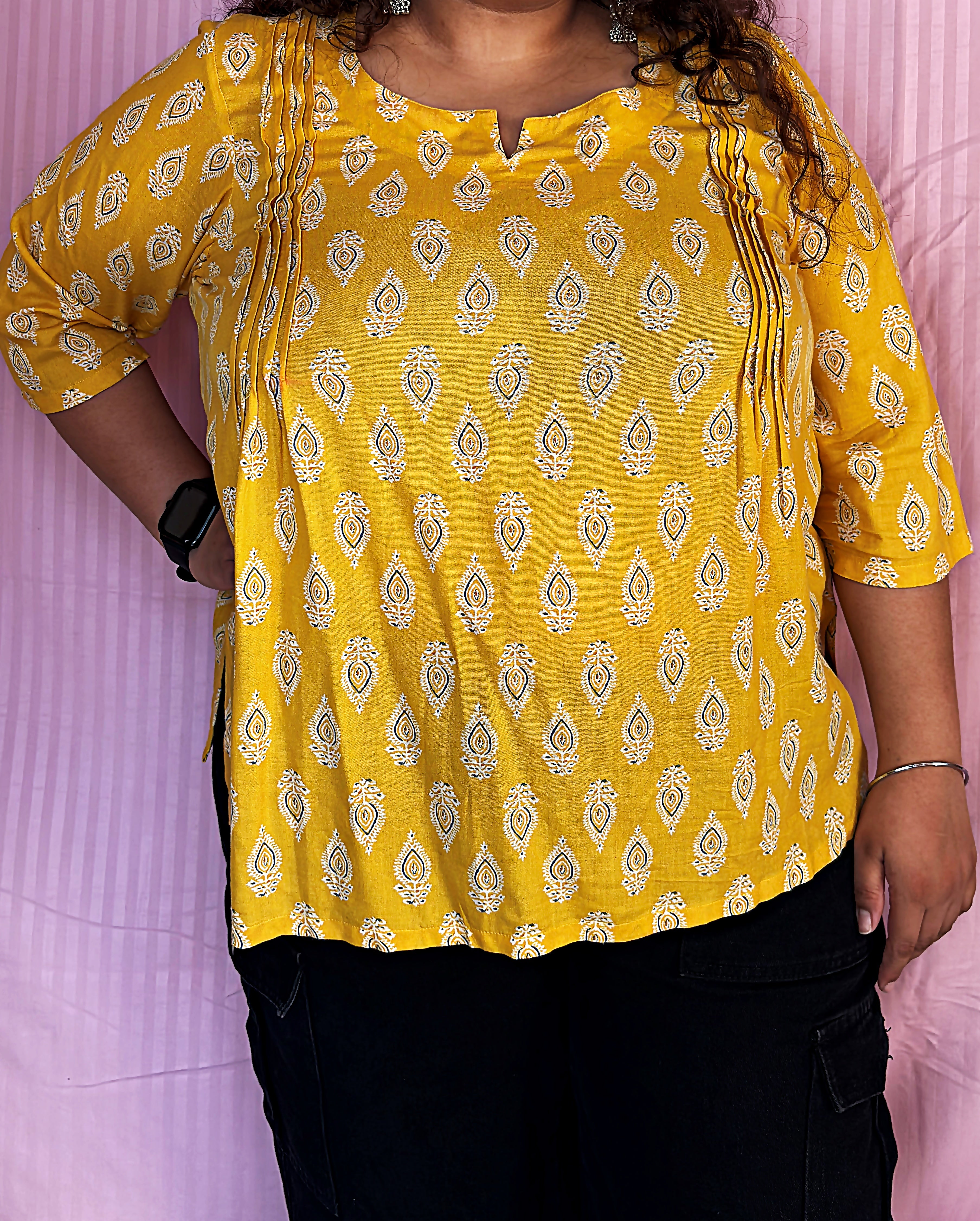 Haldi – Mustard Yellow Cotton Short Kurti